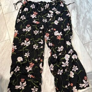 Shade & Shore Black Floral Wide Leg Pants